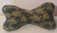 3 Sided Neck Pillow, Handmade, Dog Bone Shaped, WASHABLE- Green Camo