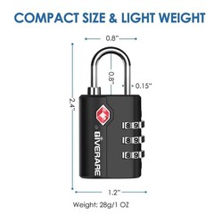 2 Pack TSA Approved Travel Luggage Locks, Suitcase Combination Lock, Keyless …