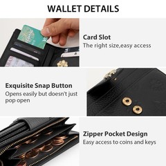Small Wallet for Women RFID Blocking Leather Trifold Compact Card Wallets Lad…