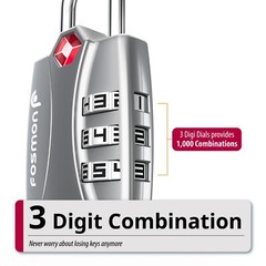 2x TSA Accepted 3 Digit Alert Indicator Travel Luggage Bag Lock Padlock Reset