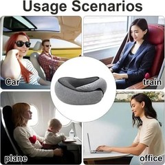 Memory Foam Travel Neck Pillow U-Shaped Adjustable Soft Cotton Cover