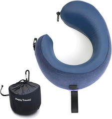 C Cushion Lab Travel Pillow – Memory Foam Neck Support for Plane & Car (Navy)