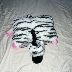 Pillow Pets Pee-Wees Zebra Plush Travel Pillow, Standard/Head, White/Black/Pink