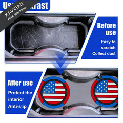 DEAELF 2PCS American Flag Car Cup Holder Coasters, Style1, White&Blue&Red