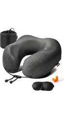 MLVOC CKJYM001 Memory Foam Neck Pillow Travel Kit – Gray