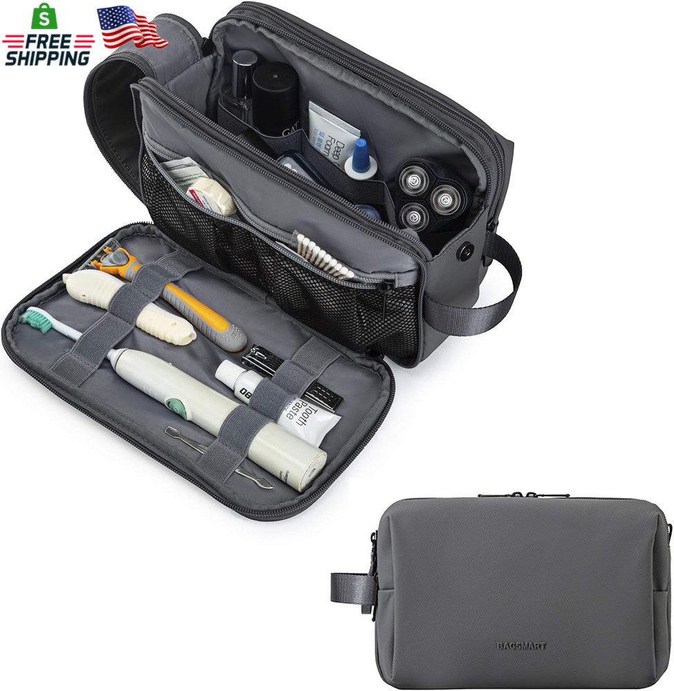 VERO Medium Water-Resistant Travel Toiletry & Dopp Kit for Men, Grey