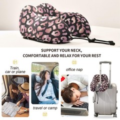 Rose Gold Leopard Print Pink Cheetah Animal Neck Pillow Travel for Sleeping A…
