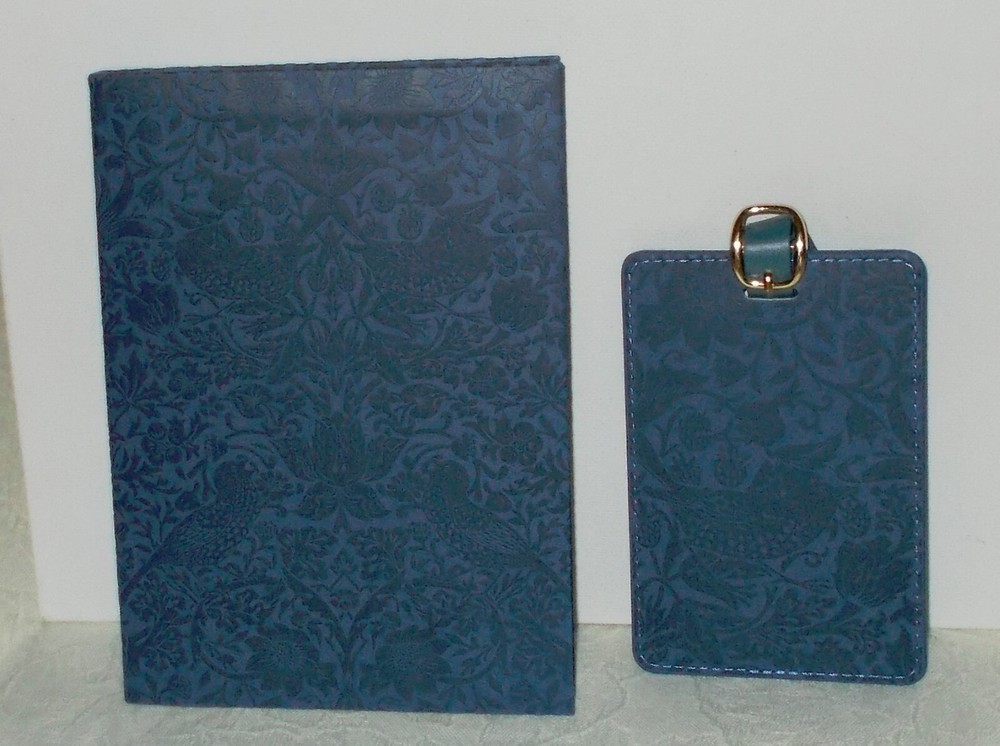 New William Morris Blue Victorian Travel Journal and Luggage Tag Set