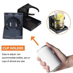 2PCS Adjustable Folding Drink Holder with Screws and Tapes, Black