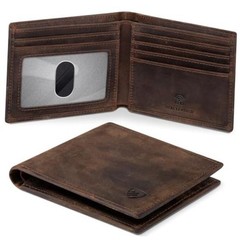 Genuine Leather Bifold Wallet for Men – RFID Blocking Slim Wallet DARK COFFEE