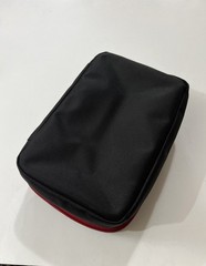 Tumi Alpha Split Kit Travel Black Toiletry Cosmetic Bag Organizer Red Zipper