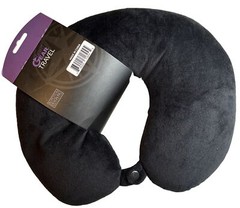 Ultra Soft Travel Black Neck Pillow Polyester/Spandex With Foam Beads