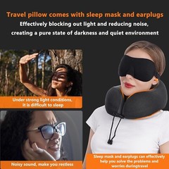 Almohada de viaje con antifaz contorneado 3D y tapones para los oídos estándar