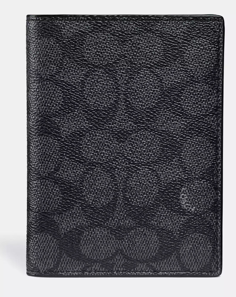 COACH 37479 Passport Case In Signature Canvas CHARCOAL
