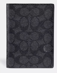 COACH 37479 Passport Case In Signature Canvas CHARCOAL