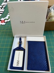 Neiman Marcus Passport Holder Luggage Tag Set NIB/ NWT-Dark Blue