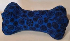 4 Sided Neck Pillow, Handmade, Dog Bone Shaped, WASHABLE- Blue & Black