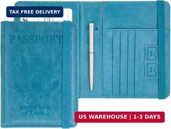 Passport Holder for Travel, RFID Blocking Passport Cover with Vaccine Card Slot,