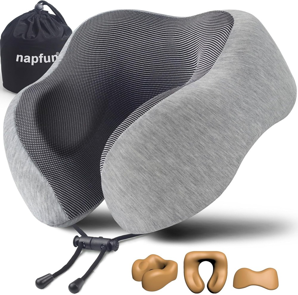 Light Grey Pure Memory Foam Travel Neck Pillow For Airplane