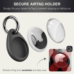 SafeTag Wallet AirTag Holder for Apple AirTag with Key Ring and Key Ring Black 1