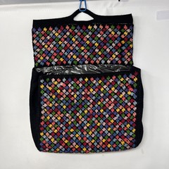 Needlepoint Toiletry Bag or Wall organizer vinyl lined multi color check