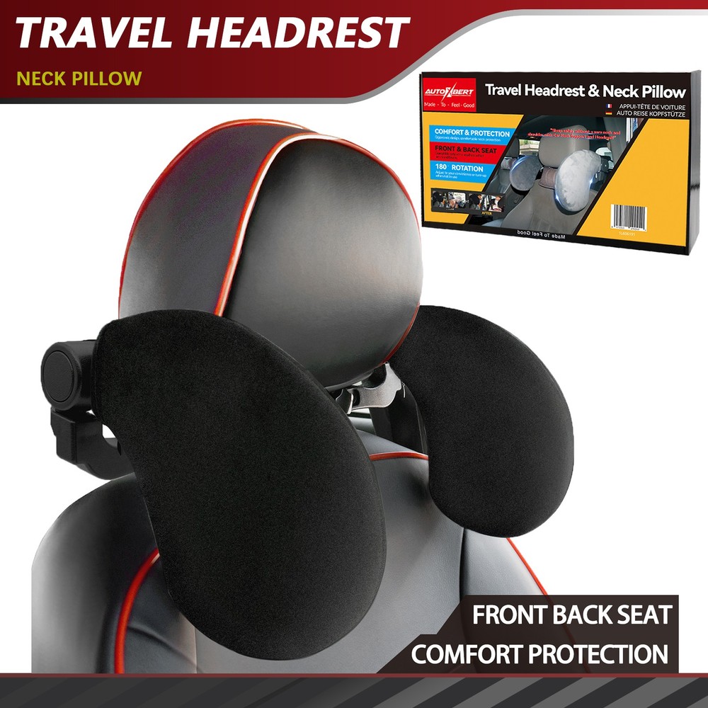 1x Car Seat Headrest Pillow, Head Neck Support Rest Cushion Travel Sleeping Kids