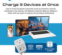 European Travel Plug Adapter – Compact Type C F Adapter with USB-C A + USA …