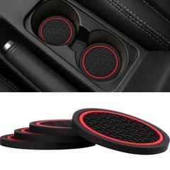 4PCS Car Cup Holder Coasters – 2.75″ Non-Slip Insert Drink Mats, Red