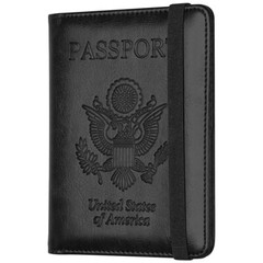 US Passport Holder Leather RFID Blocking Cover Leather Travel Wallet Case Card