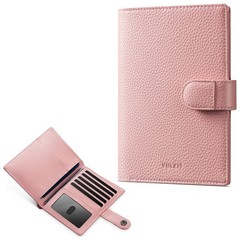 VULKIT Leather Passport Wallet for 2 6.1 x 4.7 x 0.78 inches, Seashell Pink