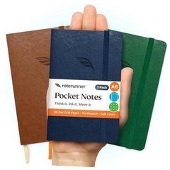A6 Pocket Notebook () 3 Pack 3.5×5.5 Dotted Mini Notebook Journal Bold Classic