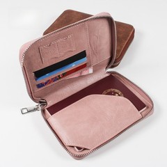 Lightweight RFID-Blocking Elegant Portable Soft Travel Zipper Passport Organizer