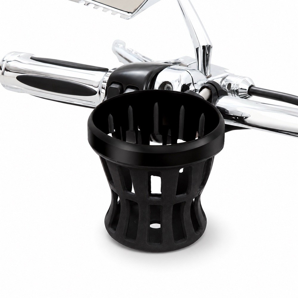 Ciro Black Rubber Drink Holder for Harley 7/8-1 in. Clamp Mount, NEW SEALED