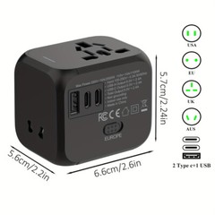 Travel Adapter Worldwide Universal Plug Adaptor with USB C Wall Charger