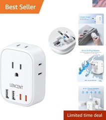 Foldable Travel Power Adapter for : 4 AC & 4 USB Ports – Compact Design