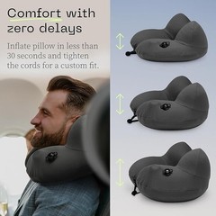 Adjustable Inflatable Travel Neck Pillow Soft Memory Foam Portable Washable New