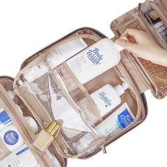 Generously Sized Pink Toiletry Bag – Hanging Organizer for Full-Sized Essentials