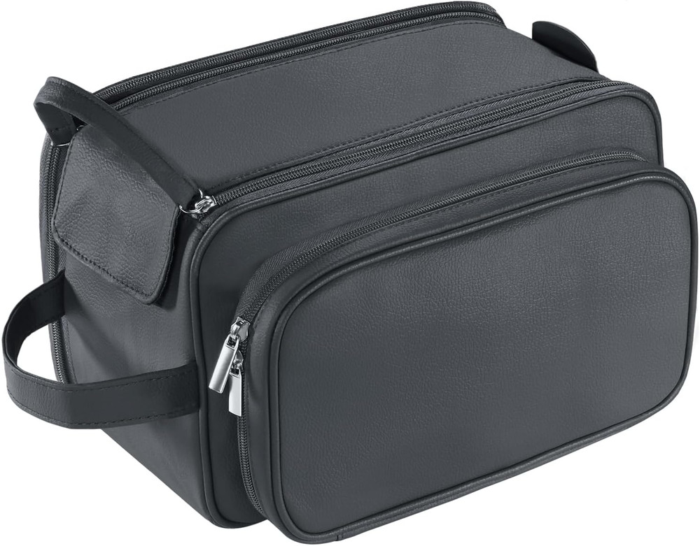 Extra Large Toiletry Bag Men Travel Organizer Dopp Kit Water Resistant PU Black