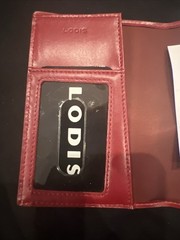 Fine Leather Lodis Passport Holder Tan Exterior Red Interior NWT Retail $32