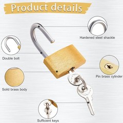3 Pcs Small Solid Brass Locks with Keys, Mini Key Locks for Luggage Locks, Ba…