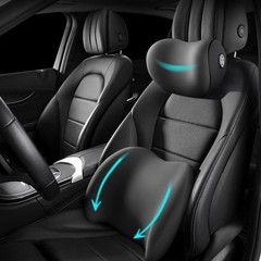 Supportive Soft Durable Lightweight Easy-To-Install Car Neck & Lumbar Pillow Kit