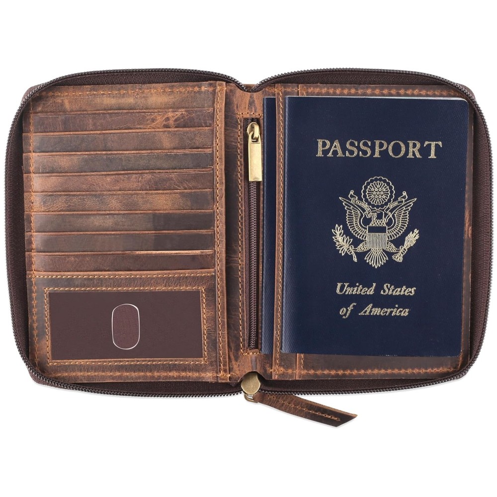 Unisex RFID Blocking Bifold Wallet – Distressed Brown