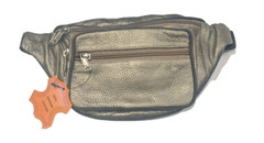 GENUINE SHEEP LEATHER BELT TRAVEL POUCH 008 METALLIC GREY