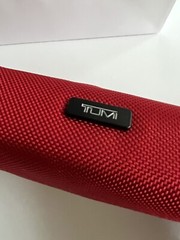 Tumi Red Black Travel Accessory Zipper Small Cord Pouch Bag