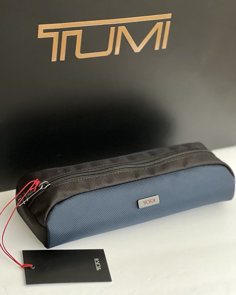 Tumi Navy Blue Travel Accessory Zipper Small Cord Pouch Bag
