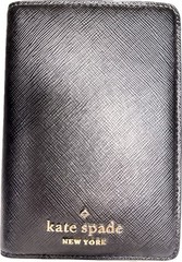 KATE SPADE Staci Saffiano Leather Black Travel Passport Holder Case NWOT