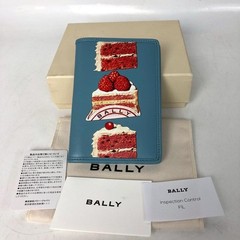 Bally Cake Print Passport Case Great Leather Blue Card Wallet Holder From Japan