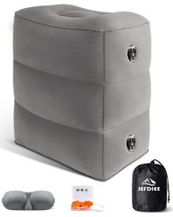 Inflatable Foot Rest Pillow Adjustable Height Ideal for Travel and Office Use