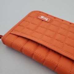 Lug Quilted Travel Wallet Organizer Passport Case Orange Wristlet Zip Around