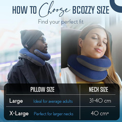 BCOZZY Travel Neck Pillow for Airplane – Patented Double Support for Head, Neck,